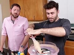 Vid Of Two Dudes Making And Eating Food In The Kitchen. Hd