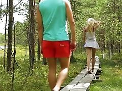 Romantic Slender Blonde Damsel Is Antsy To Be Fucked Rear End Right In The Forest